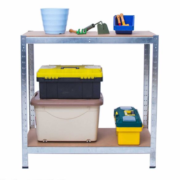Műhelypolc, Humberg HR-810, ezüst, 150 x 75 x 30 cm, 5 polcos, acél, MDF polclapok, állítható polcmagasság, teherbírás: 125 kg/polc