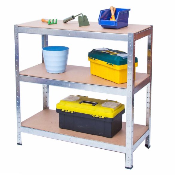 Műhelypolc, Humberg HR-810, ezüst, 150 x 75 x 30 cm, 5 polcos, acél, MDF polclapok, állítható polcmagasság, teherbírás: 125 kg/polc