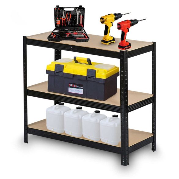 Műhelypolc, Humberg HR-811, fekete, 150 x 75 x 30 cm, 5 polcos, acél, MDF polclapok, állítható polcmagasság, teherbírás: 150 kg/polc