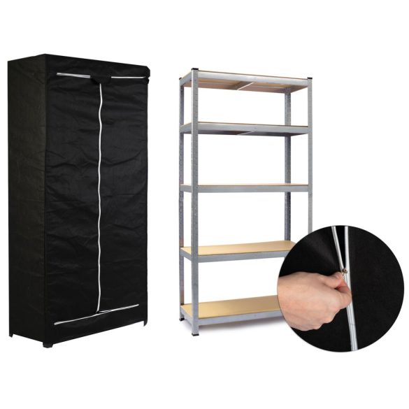 Műhelypolc, Humberg HR-812, ezüst, 180 × 90 × 40 cm, 5 polcos, acél, MDF polclapok, állítható polcmagasság, teherbírás: 175 kg/polc, 680300 védőhuzattal