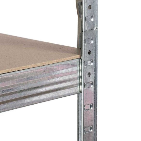 Műhelypolc, Humberg HR-817, ezüst, 180 x 90 x 40 cm, sarok, 5 polcos, acél, MDF polcalpok, állítható polcmagasság, teherbírás: 175 kg/polc