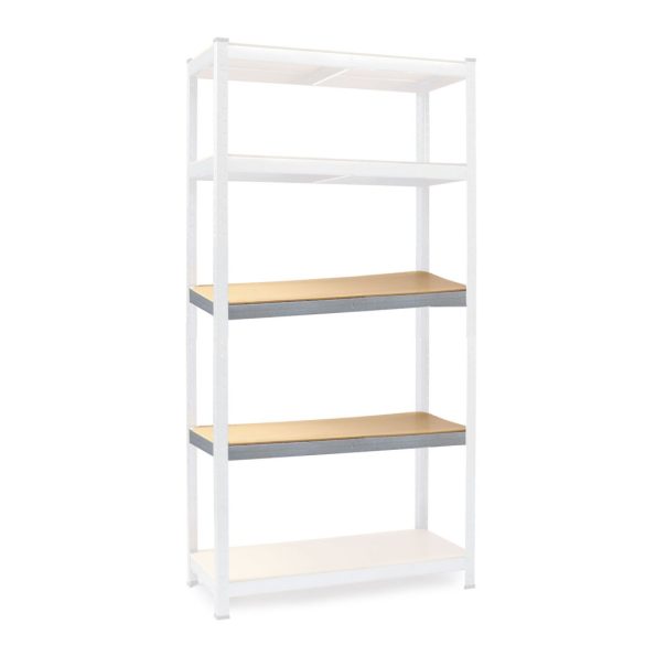 Pótpolc szett, Humberg 90 x 40 cm műhelypolcokhoz, 5 cm MDF lap, bepattintós, csavar nélküli szerelés, 2 db-os szett