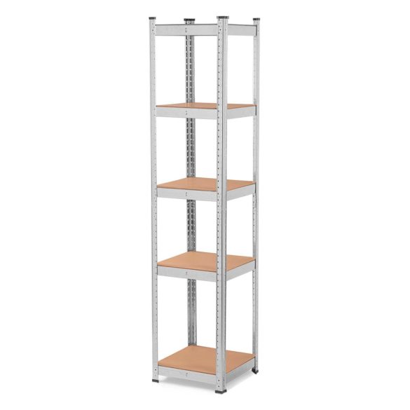 Műhelypolc, Humberg 4819, ezüst, 180 x 40 x 40 cm, 5 polcos, acél, MDF polclapok, állítható polcmagasság, teherbírás: 100 kg/polc