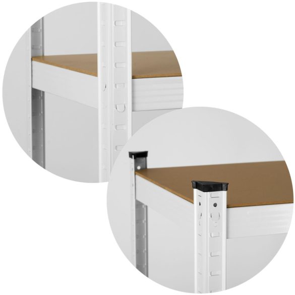Műhelypolc, Humberg 4841, fehér, 150 x 75 x 30 cm, 5 polcos, acél, MDF polclapok, állítható polcmagasság, teherbírás: 125 kg/polc