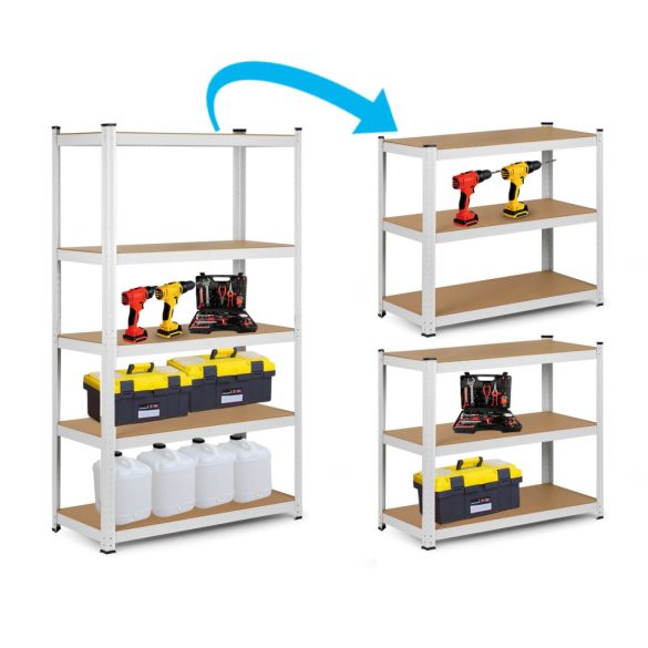 Műhelypolc, Humberg 4841, fehér, 150 x 75 x 30 cm, 5 polcos, acél, MDF polclapok, állítható polcmagasság, teherbírás: 125 kg/polc