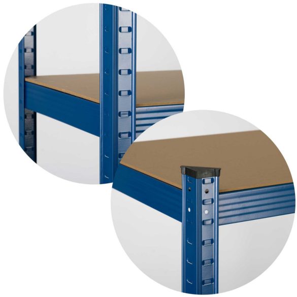 Műhelypolc, Humberg 4842, kék, 150 x 75 x 30 cm, 5 polcos, acél, MDF polclapok, állítható polcmagasság, teherbírás: 125 kg/polc