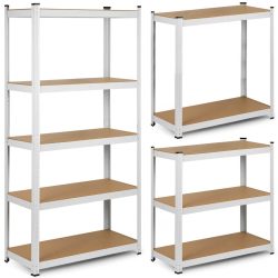   Műhelypolc, Humberg 4844, fehér, 180 x 90 x 30 cm, 5 polcos, acél, MDF polclapok, állítható polcmagasság, teherbírás: 175 kg/polc