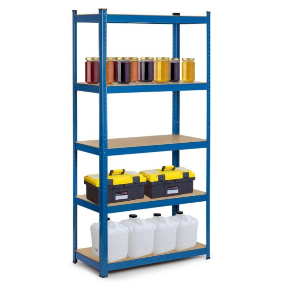 Műhelypolc, Humberg 4845, kék, 180 x 90 x 30 cm, 5 polcos, acél, MDF polclapok, állítható polcmagasság, teherbírás: 175 kg/polc