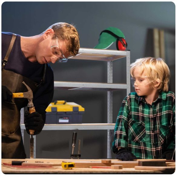 Műhelypolc, Humberg 4846, ezüst, 180 x 90 x 40 cm, 5 polcos, acél, MDF polclapok, állítható polcmagasság, teherbírás: 265 kg/polc