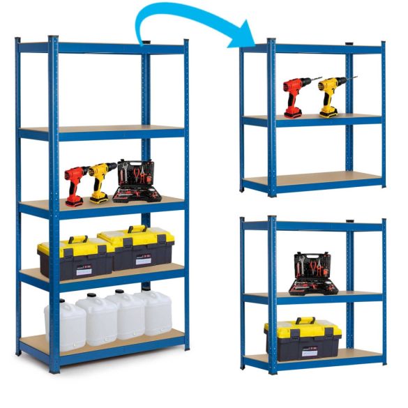 Műhelypolc, Humberg 4847, kék, 180 x 90 x 40 cm, 5 polcos, acél, MDF polclapok, állítható polcmagasság, teherbírás: 175 kg/polc