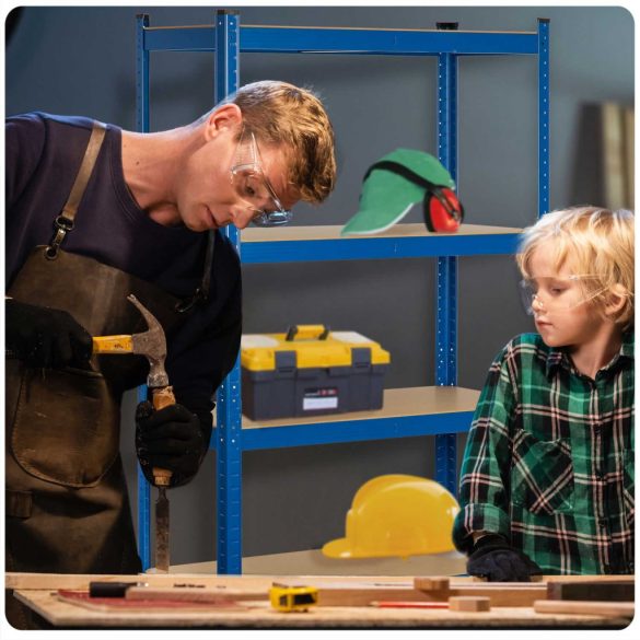 Műhelypolc, Humberg 4847, kék, 180 x 90 x 40 cm, 5 polcos, acél, MDF polclapok, állítható polcmagasság, teherbírás: 175 kg/polc