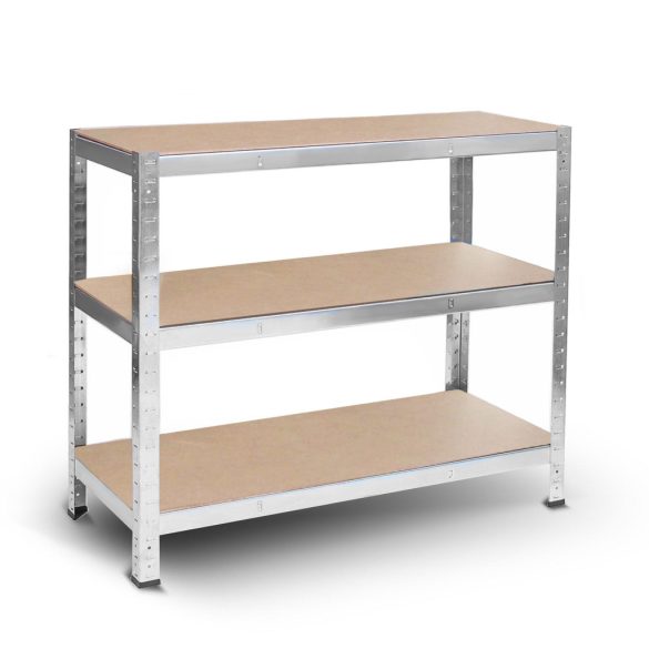 Műhelypolc, Humberg 4850, ezüst, 205 x 120 x 45 cm, 5 polcos, acél, MDF polclapok, állítható polcmagasság, teherbírás: 200 kg/polc