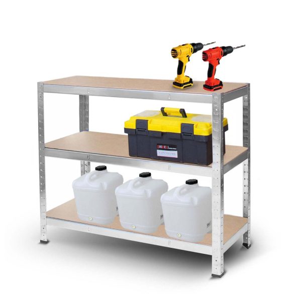 Műhelypolc, Humberg 4850, ezüst, 205 x 120 x 45 cm, 5 polcos, acél, MDF polclapok, állítható polcmagasság, teherbírás: 200 kg/polc