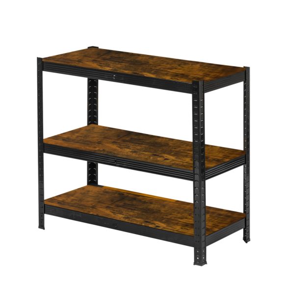 Műhelypolc, Humberg HR-852, fekete, faerezetű polcok, 180 × 90 × 40 cm, 5 polcos, acél, MDF polclapok, állítható polcmagasság, teherbírás: 175 kg/polc