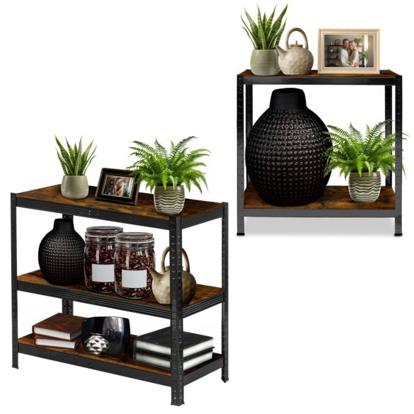 Műhelypolc, Humberg HR-852, fekete, faerezetű polcok, 180 × 90 × 40 cm, 5 polcos, acél, MDF polclapok, állítható polcmagasság, teherbírás: 175 kg/polc