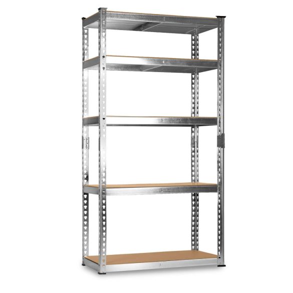 Műhelypolc, Humberg HR-853, ezüst, 183 x 90 x 40 cm, 5 polcos, acél, MDF polclapok, állítható polcmagasság, teherbírás: 265 kg/polc