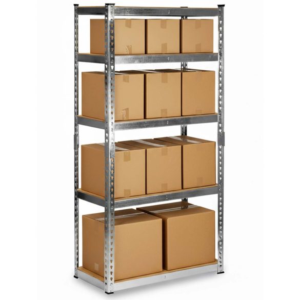Műhelypolc, Humberg HR-853, ezüst, 183 x 90 x 40 cm, 5 polcos, acél, MDF polclapok, állítható polcmagasság, teherbírás: 265 kg/polc