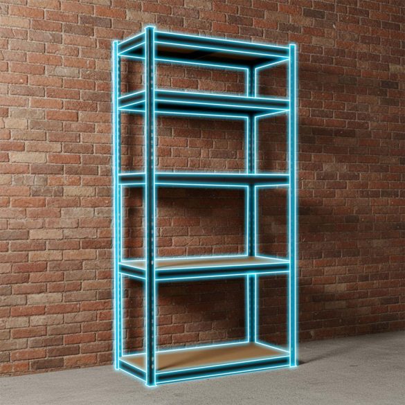 Műhelypolc, Humberg HR-854, fekete, 183 x 90 x 40 cm, 5 polcos, acél, MDF polclapok, állítható polcmagasság, teherbírás: 265 kg/polc