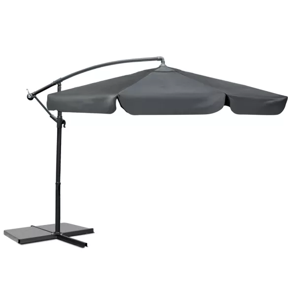 Kerti napernyő, Plonos PL-880, antracit, átmérő: 350 cm, magasság: 250 cm, összecsukható, 6 szegmens, acél váz, vízlepergető PE ponyva, 180 g/m2