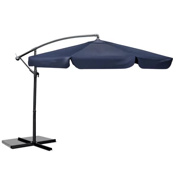 Kerti napernyő, Plonos PL-880, kék, átmérő: 350 cm, magasság: 250 cm, összecsukható, 6 szegmens, acél váz, vízlepergető PE ponyva, 180 g/m2