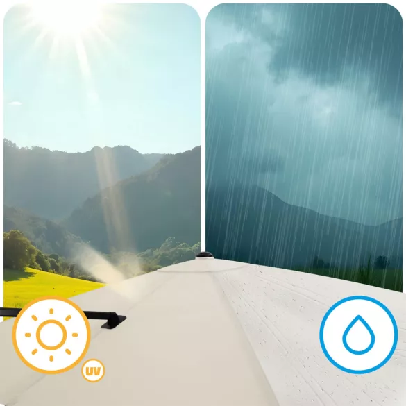 Kerti napernyő, Plonos PL-883, krémszínű, átmérő: 420 cm, magasság: 250 cm, összecsukható, 8 szegmens, acél váz, vízálló PE ponyva, 210 g/m2