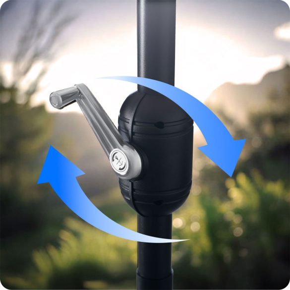 Kerti napernyő, Plonos PL-884, kék, átmérő: 300 cm, magasság: 240 cm, összecsukható, 6 szegmens, acél váz, vízálló PE ponyva, 160 g/m2