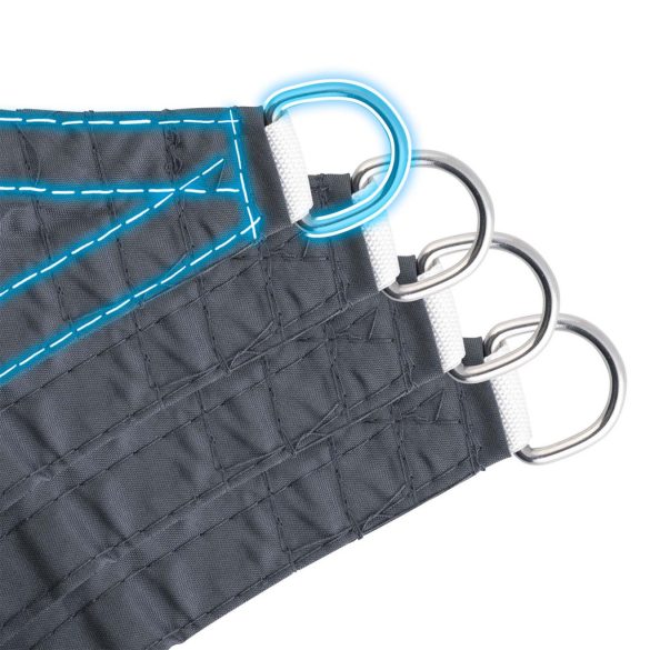 Napvitorla, Plonos PL-885, szürke, 400 x 300 cm, téglalap alakú, UV-álló, vízlepergető, polietilén 180 g/m2, 4 rögzítőkötéllel