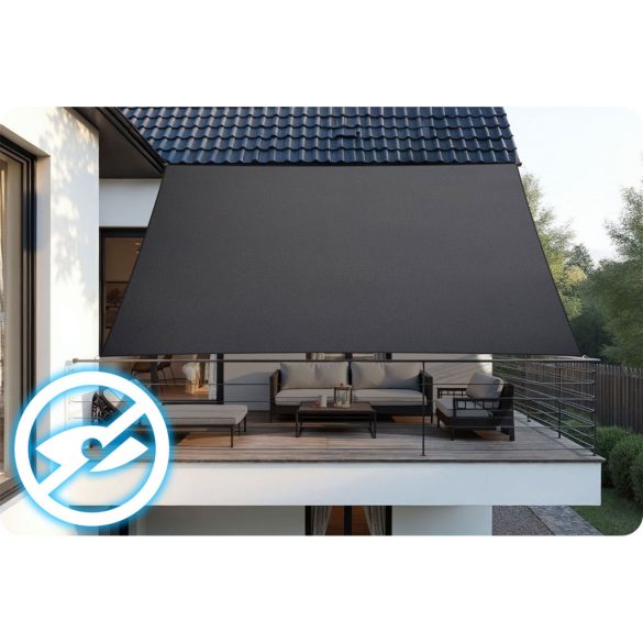 Napvitorla, Plonos PL-885, szürke, 400 x 300 cm, téglalap alakú, UV-álló, vízlepergető, polietilén 180 g/m2, 4 rögzítőkötéllel