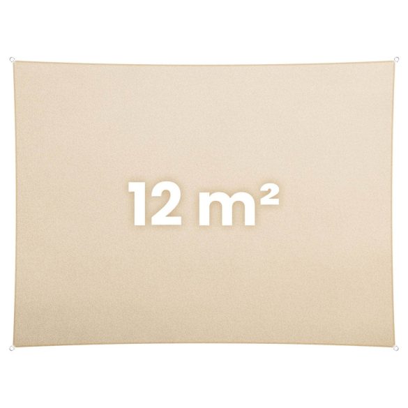 Napvitorla, Plonos PL-885, bézs, 400 x 300 cm, téglalap alakú, UV-álló, vízlepergető, polietilén 180 g/m2, 4 rögzítőkötéllel