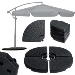   Napernyőtalp, Plonos, fekete, 100 x 100 x 7,5 cm, kerek, HDPE műanyag, vízzel vagy homokkal tölthető, 4 részes, 4 db fém kampóval, 66 kg/ 52 l