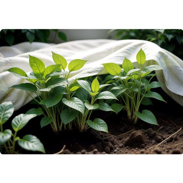 Talajtakaró agrotextília, Plonos, 1,6 x 2 m, fehér, nem szőtt, 50 g/m2, szélálló, fagyálló, UV-védelem