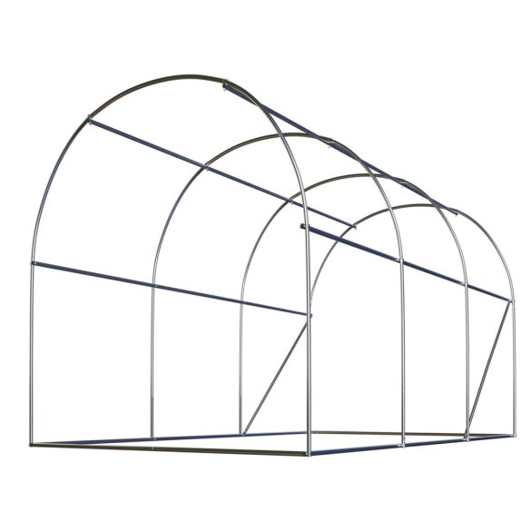 Fóliasátor vázzal, Plonos 4910-C, zöld, 200 x 300 x 200 cm, bejárható, 6 m2, UV4 védelem, 130 g/m2 PE fólia, 4 ablak, szúnyoghálóval, fém váz, cipzáras bejárat