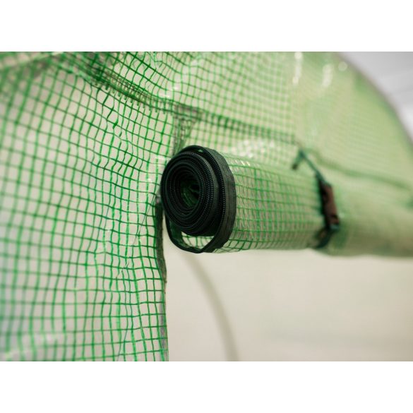Fóliasátor cserefólia, Plonos 4910-F, zöld, 200 x 300 x 200 cm, bejárható, 6 m2, UV4 védelem, 140 g/m2 PE fólia, 6 ablak, szúnyoghálóval, cipzáras bejárat