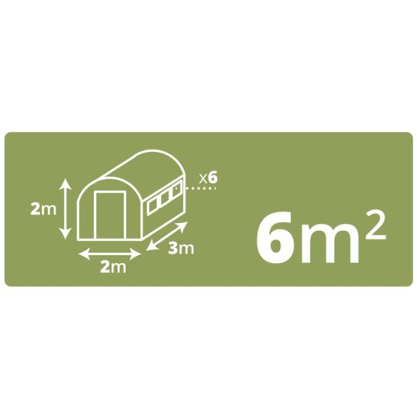 Fóliasátor cserefólia, Plonos 4910-F, zöld, 200 x 300 x 200 cm, bejárható, 6 m2, UV4 védelem, 140 g/m2 PE fólia, 6 ablak, szúnyoghálóval, cipzáras bejárat