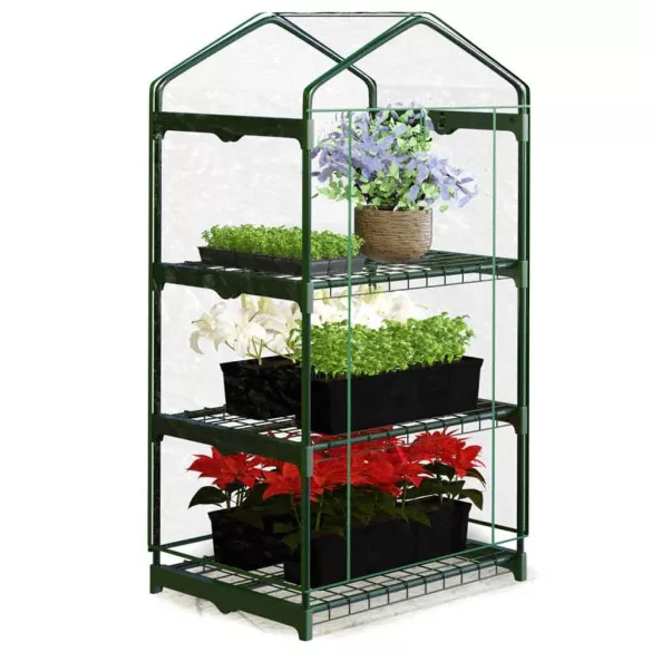 Melegágy, Plonos 4921, 69 x 49 x 125 cm, átlátszó, PVC 110 g/m2 borítás, acél váz, UV-álló, vízálló, cipzáras ajtó