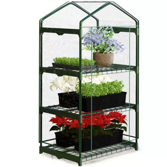 Melegágy, Plonos 4921, 69 x 49 x 125 cm, átlátszó, PVC 110 g/m2 borítás, acél váz, UV-álló, vízálló, cipzáras ajtó