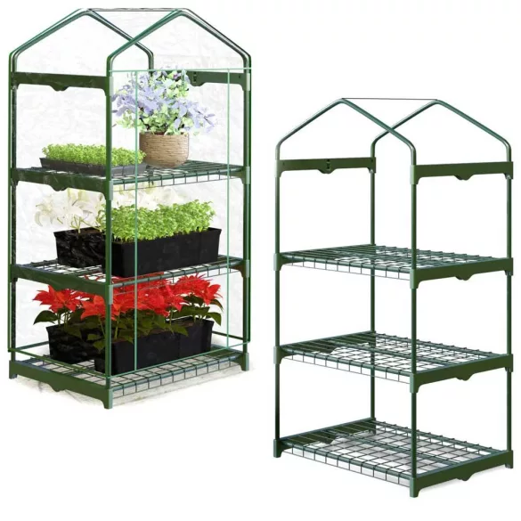 Melegágy, Plonos 4921, 69 x 49 x 125 cm, átlátszó, PVC 110 g/m2 borítás, acél váz, UV-álló, vízálló, cipzáras ajtó