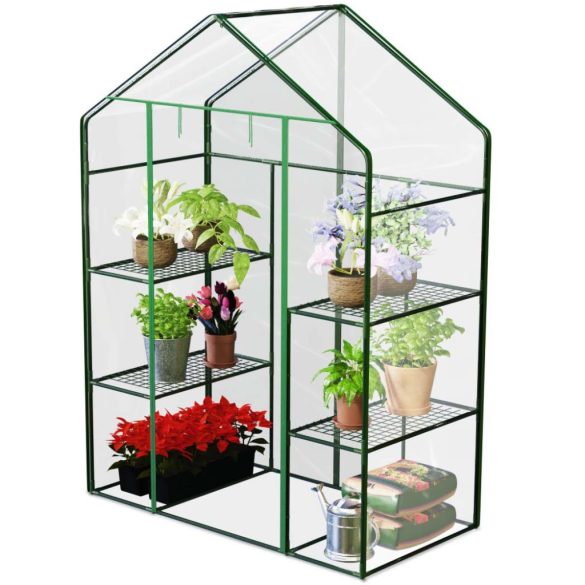 Melegágy, Plonos 4922, 140 x 71 x 195 cm, átlátszó, PVC 110 g/m2 borítás, acél váz, UV-álló, vízálló, cipzáras ajtó