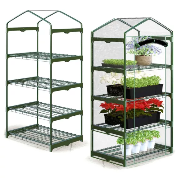 Melegágy, Plonos 4923, 70 x 50 x 160 cm, átlátszó, PVC 110 g/m2 borítás, acél váz, UV-álló, vízálló, cipzáras ajtó