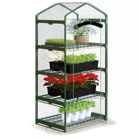 Melegágy, Plonos 4923, 70 x 50 x 160 cm, átlátszó, PVC 110 g/m2 borítás, acél váz, UV-álló, vízálló, cipzáras ajtó