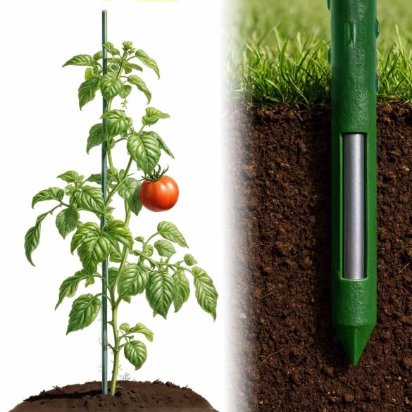 Növénytámasz, Plonos PL-940, zöld, magasság: 150 cm, átmérő: 1,1 cm, rozsdamentes acélmagos, PE bevonat, hegyes végű, 10 db-os csomag