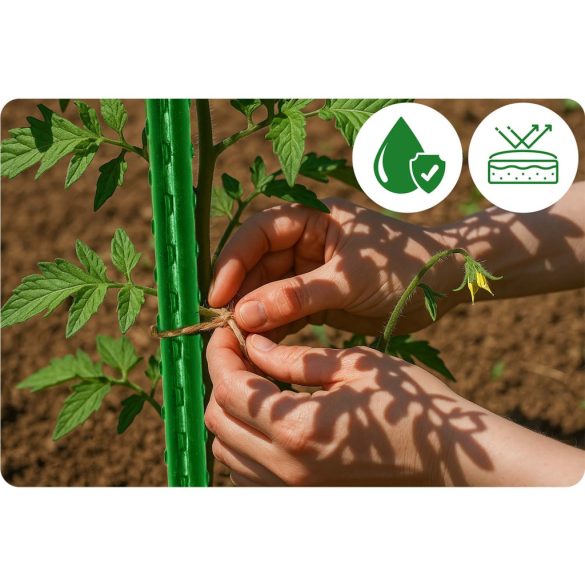 Növénytámasz, Plonos PL-940, zöld, magasság: 180 cm, átmérő: 1,1 cm, rozsdamentes acélmagos, PE bevonat, hegyes végű, 10 db-os csomag