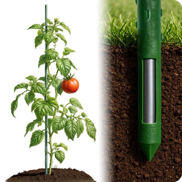 Növénytámasz, Plonos PL-940, zöld, magasság: 180 cm, átmérő: 1,1 cm, rozsdamentes acélmagos, PE bevonat, hegyes végű, 10 db-os csomag
