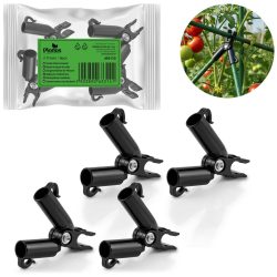   Növénytámasz csatlakozó, Plonos PL-941, fekete, átmérő: 1,1 cm, A típus, forgó zsanéros, PE műanyag, 4 db-os csomag