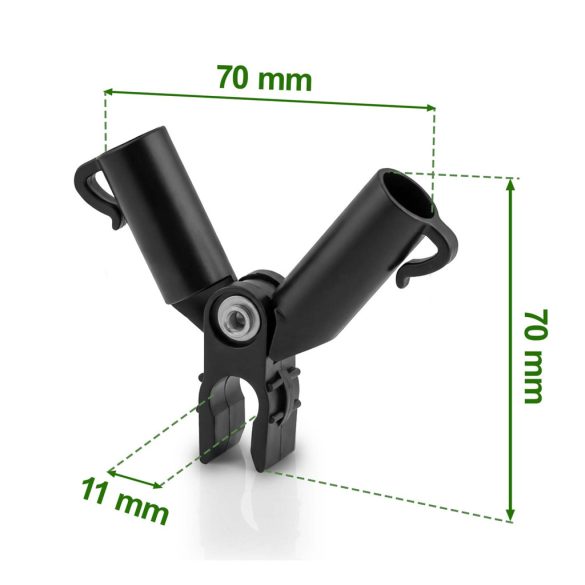 Növénytámasz csatlakozó, Plonos PL-941, fekete, átmérő: 1,1 cm, A típus, forgó zsanéros, PE műanyag, 4 db-os csomag