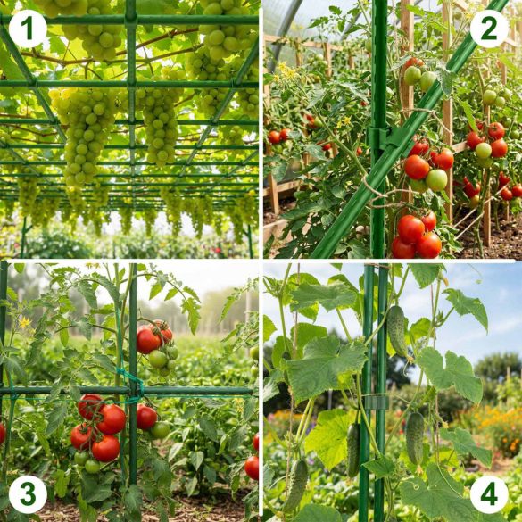 Növénytámasz csatlakozó, Plonos PL-941, zöld, átmérő: 1,1 cm, 2-es típus, 360°-ban forgatható, PE műanyag, 10 db-os csomag