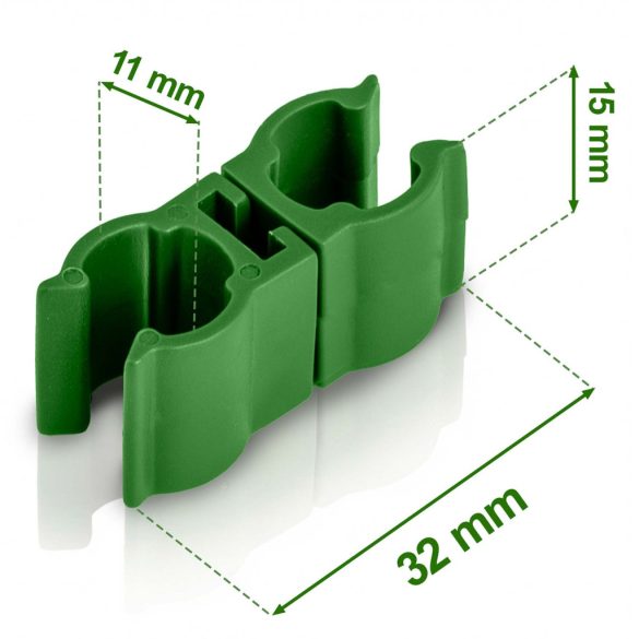Növénytámasz csatlakozó, Plonos PL-941, zöld, átmérő: 1,1 cm, 2-es típus, 360°-ban forgatható, PE műanyag, 10 db-os csomag