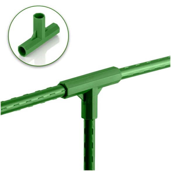 Növénytámasz csatlakozó, Plonos PL-941, zöld, átmérő: 1,1 cm, 3-as típus, T alakú, 70 mm magas, PE műanyag, 4 db-os csomag