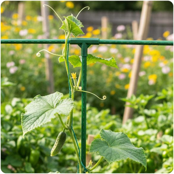 Növénytámasz csatlakozó, Plonos PL-941, zöld, átmérő: 1,1 cm, 3-as típus, T alakú, 70 mm magas, PE műanyag, 4 db-os csomag