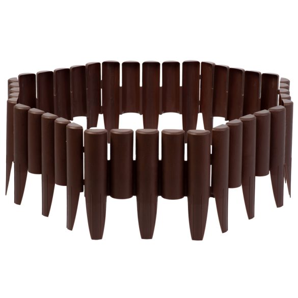 Kerti szegély, Plonos PL-961, barna, 28,5 x 23,5 cm, összekapcsolható, 220 cm hossz, polipropilén (PP) műanyag, 8 panel/csomag